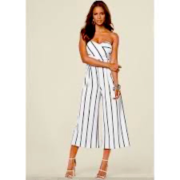 VENUS Pants - Venus white and black striped jumpsuit